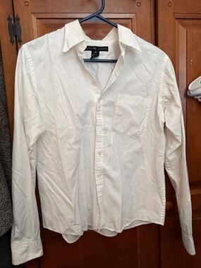 Ralph Lauren Women’s White Long Sleeve Button-Up Shirt 10